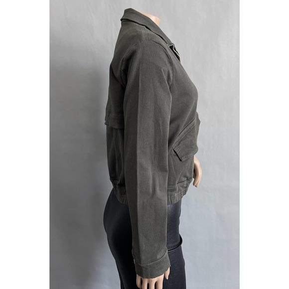 Mcguire Denim x Revolve Jacket Women S 'Paradiso' Twill Moto Stretch Gray Crop - Picture 6 of 9
